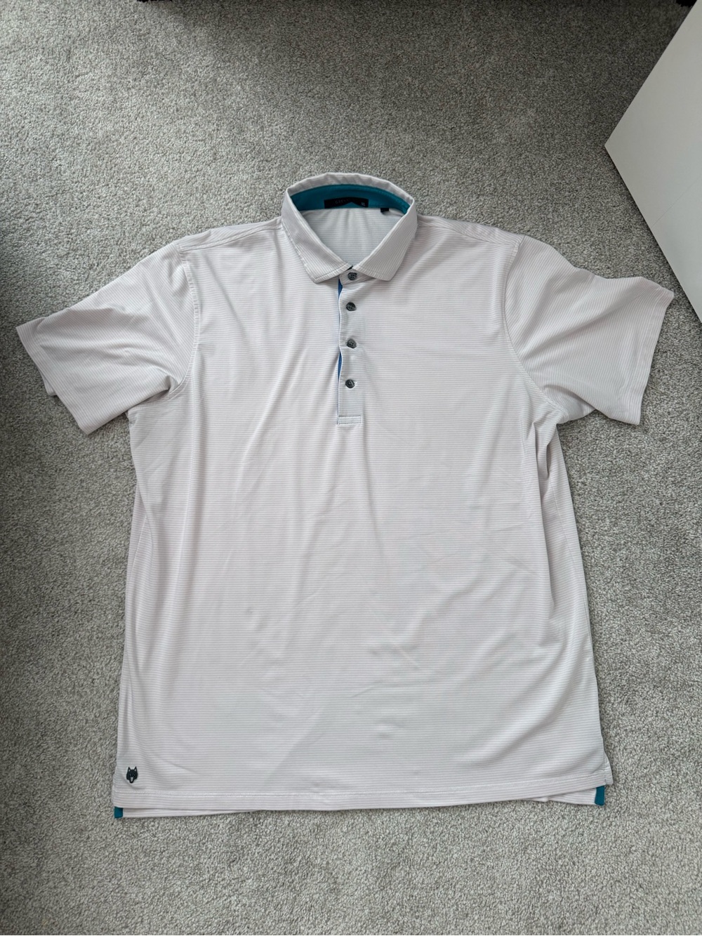 Greyson Performance Men’s Polo Shirt - Light Pink and White Stripes
